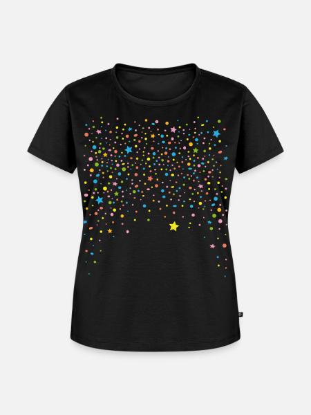 Silvester. Buntes Konfetti mit Sternen. - Frauen Premium Bio T-Shirt - Schwarz