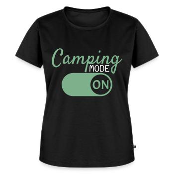 Camping Mode On - Frauen Premium Bio T-Shirt - Schwarz - Vorne - Selfina (174cm)