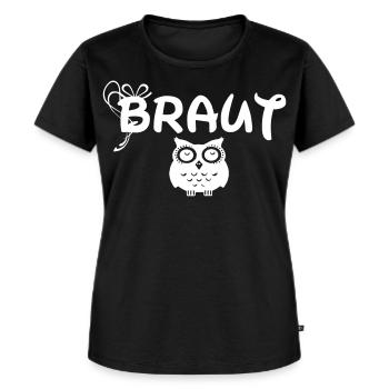 braut jgsa eule girls lustig spruch team aufkleber - Frauen Premium Bio T-Shirt - Schwarz - Vorne - Selfina (174cm)