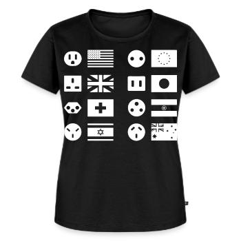 Steckdosen - Frauen Premium Bio T-Shirt - Schwarz - Vorne - Selfina (174cm)