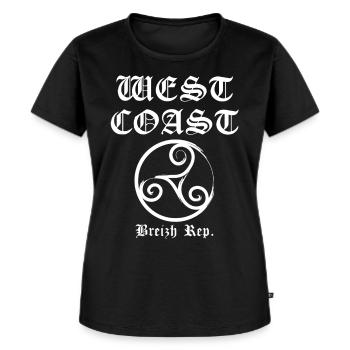 Westküste Breizh weiß - Frauen Premium Bio T-Shirt - Schwarz - Vorne - Selfina (174cm)