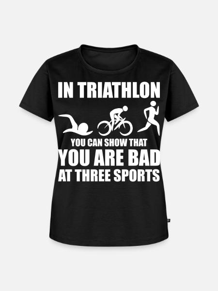 Witziger Triathleten Spruch - Frauen Premium Bio T-Shirt - Schwarz