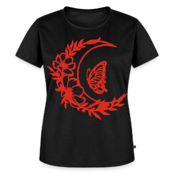 Mondblumen (rot) - Frauen Premium Bio T-Shirt - Schwarz - Vorne - Selfina (174cm)