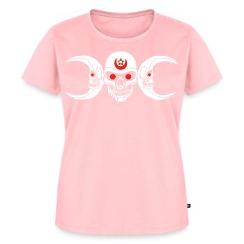 Weißer, skurriler Schädel - Frauen Premium Bio T-Shirt - Rosa - Vorne - AI Model Female 172 dark (172cm)