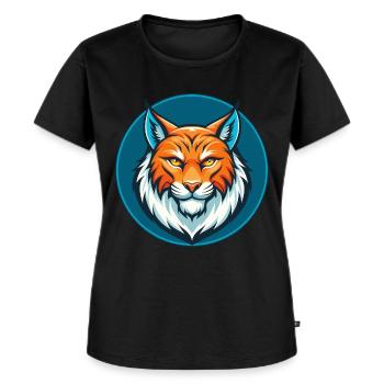 Luchs Niedliche Kawaii Cartoon Clipart Tier Haustier Logo - Frauen Premium Bio T-Shirt - Schwarz - Vorne - Selfina (174cm)