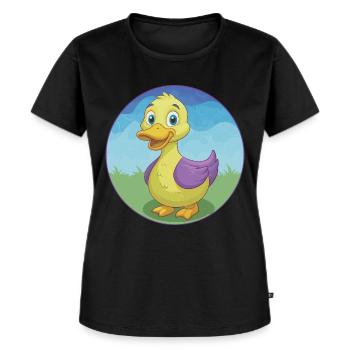 canard mignon kawaii dessin animé clipart animal de compagnie - T-shirt Premium bio Femme - noir - Devant - Selfina (174cm)