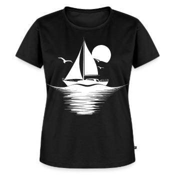 Segeln Zeichnung - Frauen Premium Bio T-Shirt - Schwarz - Vorne - Selfina (174cm)