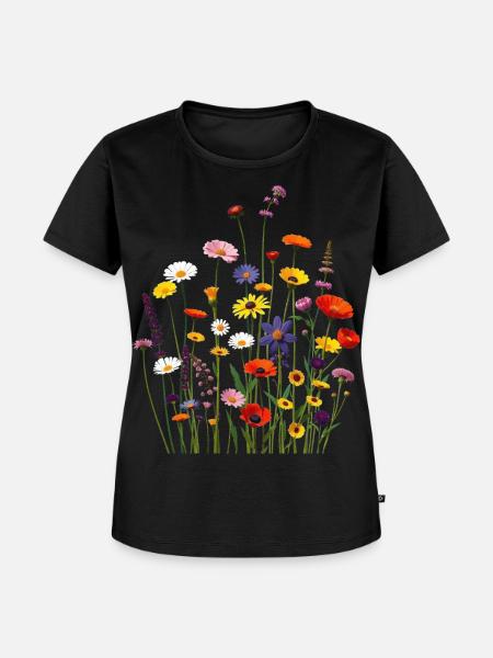 bunte Blumen - Frauen Premium Bio T-Shirt - Schwarz