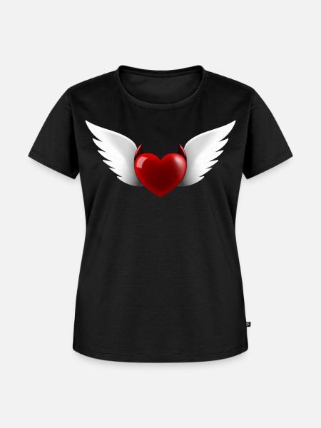 Herz Engel Teufel - Frauen Premium Bio T-Shirt - Schwarz