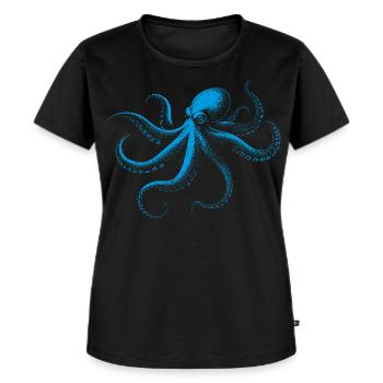 Oktopus in Monochrom - Frauen Premium Bio T-Shirt - Schwarz - Vorne - Selfina (174cm)