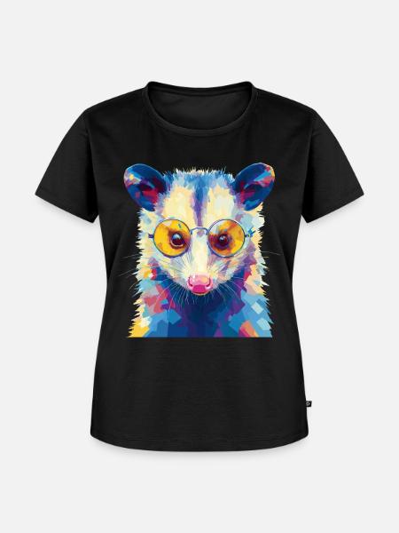 Opossum Possum Sonnenbrille - Frauen Premium Bio T-Shirt - Schwarz