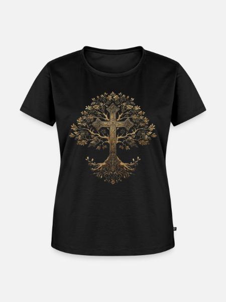 Christliches Kreuz Baum Glaube - Frauen Premium Bio T-Shirt - Schwarz