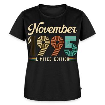 Novembre 1995 Anniversaire Vintage Rétro Cadeau - T-shirt Premium bio Femme - noir - Devant - Selfina (174cm)