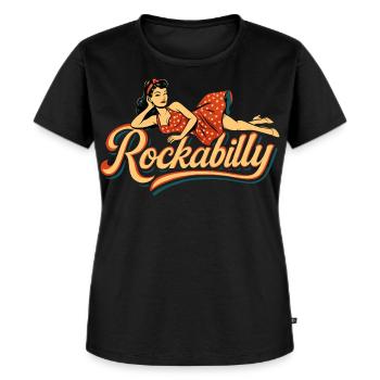 Rockabilly Femme Années 50 Allongé Jupon Cadeau - T-shirt Premium bio Femme - noir - Devant - Selfina (174cm)