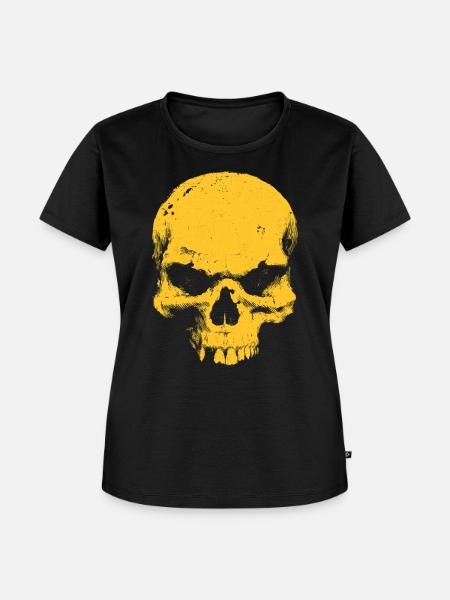 Gelber Totenkopf Kontrast - Frauen Premium Bio T-Shirt - Schwarz