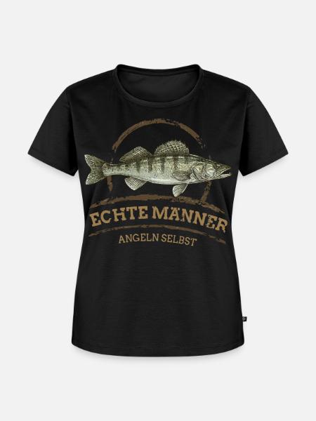 Echte Männer – Angeln Zander - Frauen Premium Bio T-Shirt - Schwarz