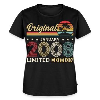 18. Geburtstag Original Januar Jahrgang 2008 - Frauen Premium Bio T-Shirt - Schwarz - Vorne - Selfina (174cm)