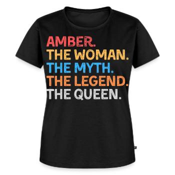 Amber la Femme Le Mythe La Légende La Reine - T-shirt Premium bio Femme - noir - Devant - Selfina (174cm)