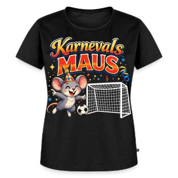 Karnevalsmaus Fußball Kostüm Geschenk Süß Niedlich - Frauen Premium Bio T-Shirt - Schwarz - Vorne - Selfina (174cm)