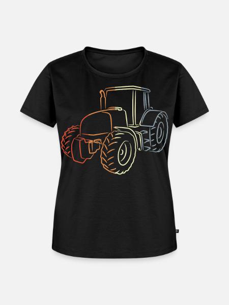 Retro Traktor Skizze - Frauen Premium Bio T-Shirt - Schwarz