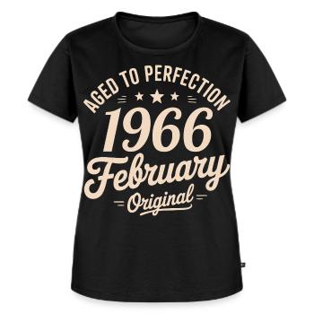 Février 1966 – Februar 1966 - Frauen Premium Bio T-Shirt - Schwarz - Vorne - Selfina (174cm)