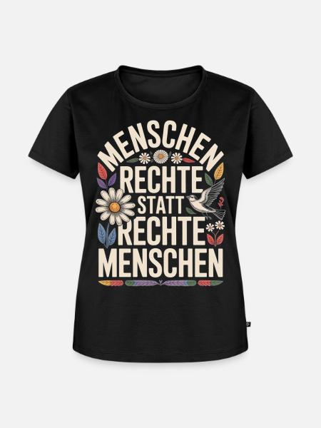 Menschenrechte statt rechte Menschen Statement - Frauen Premium Bio T-Shirt - Schwarz