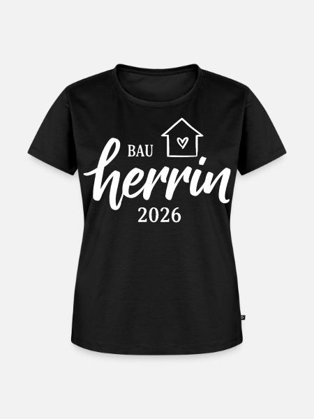 Bauherrin 2026 Haus Herz - Frauen Premium Bio T-Shirt - Schwarz