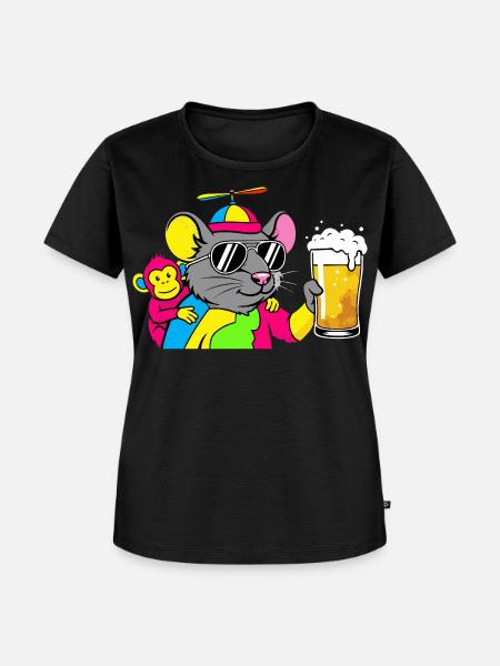 Party Maus Propeller Bier - Frauen Premium Bio T-Shirt - Schwarz