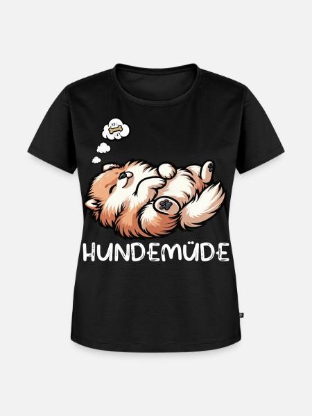 Hundemüde Zwergspitz Zwergspitze Spitzhund Spitz - Frauen Premium Bio T-Shirt - Schwarz