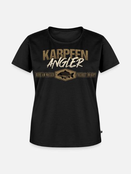 Karpfen Angler - Frauen Premium Bio T-Shirt - Schwarz