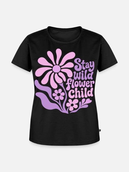 Stay wild flower child - Frauen Premium Bio T-Shirt - Schwarz