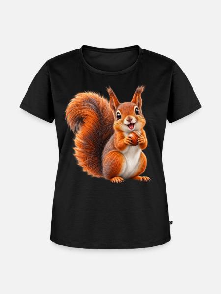 Nussliebendes Eichhörnchen - Frauen Premium Bio T-Shirt - Schwarz