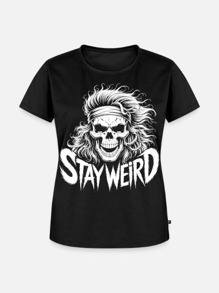 Stay Weird Skull Illustration - Frauen Premium Bio T-Shirt - Schwarz