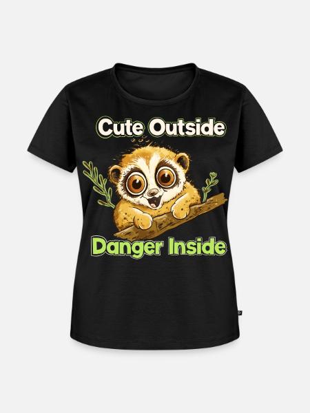 Cute Outside Danger Inside - Frauen Premium Bio T-Shirt - Schwarz