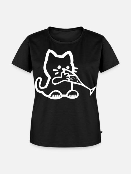 Thirsty Kitten (Weiß) - Frauen Premium Bio T-Shirt - Schwarz