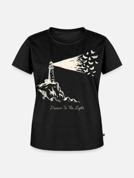 Drawn To The Light Lighthouse - Frauen Premium Bio T-Shirt - Schwarz