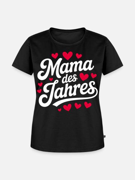 Mama des Jahres Herzdesign - Frauen Premium Bio T-Shirt - Schwarz