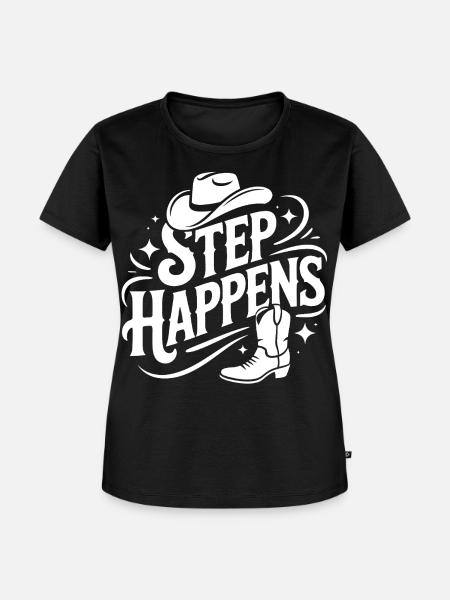 Step Happens Western Stil - Frauen Premium Bio T-Shirt - Schwarz