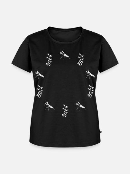 Fangschrecke & Hagebutten - Dark Botanical - Frauen Premium Bio T-Shirt - Schwarz