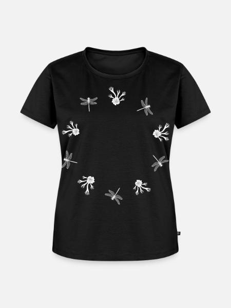 Farn & Libelle - Botanische Kunst - Frauen Premium Bio T-Shirt - Schwarz