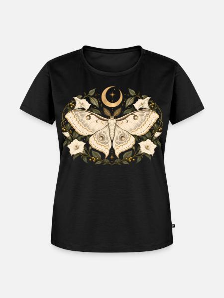 Sternenfalter mit Blüten - Frauen Premium Bio T-Shirt - Schwarz