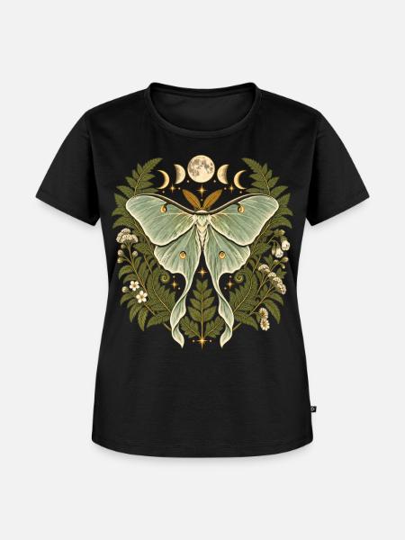 Lunafalter mit Mondphasen - Frauen Premium Bio T-Shirt - Schwarz