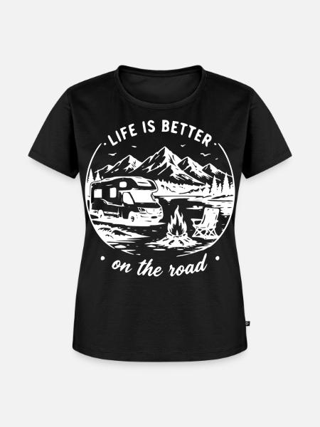 Bergroad Camperleben - Frauen Premium Bio T-Shirt - Schwarz