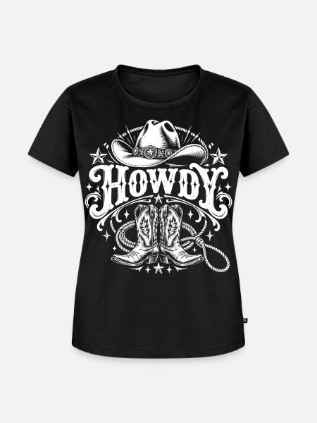 Howdy Western - Frauen Premium Bio T-Shirt - Schwarz