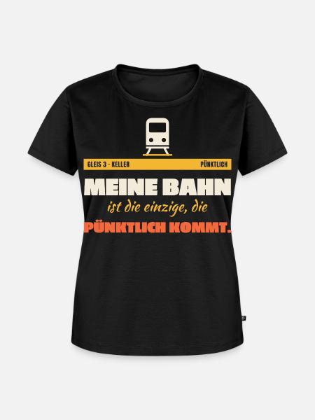 Meine Bahn Pünktlich Humor - Frauen Premium Bio T-Shirt - Schwarz