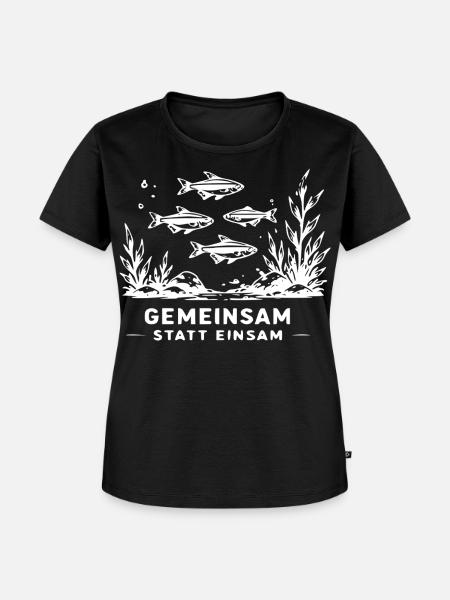 Gemeinsam statt einsam – Unterwasserfische - Frauen Premium Bio T-Shirt - Schwarz