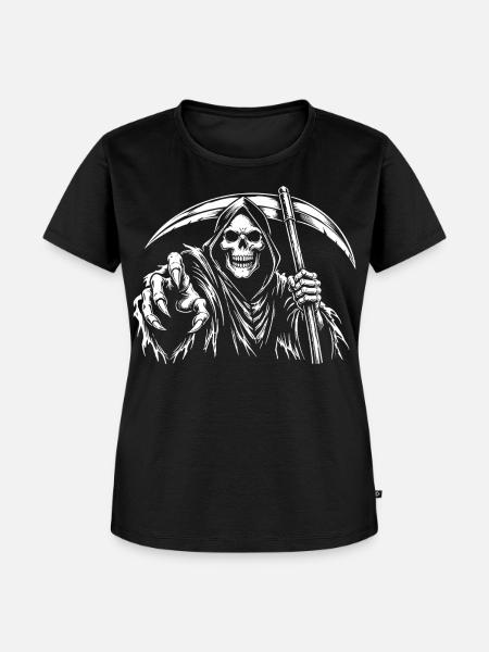 Halloween Skelett Sensenmann - Frauen Premium Bio T-Shirt - Schwarz