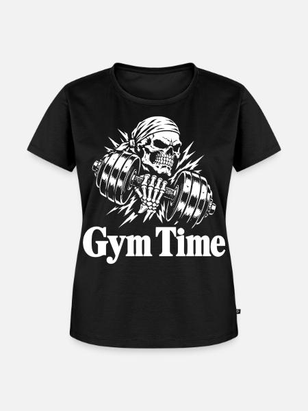 Skull mit Kurzhantel - Frauen Premium Bio T-Shirt - Schwarz