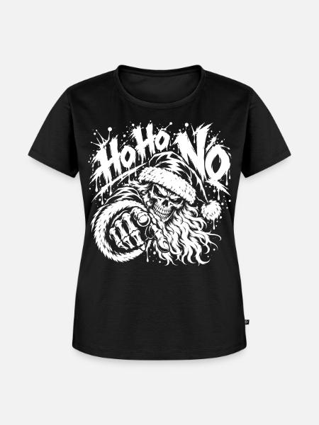 Ho Ho No Skull Santa - Frauen Premium Bio T-Shirt - Schwarz