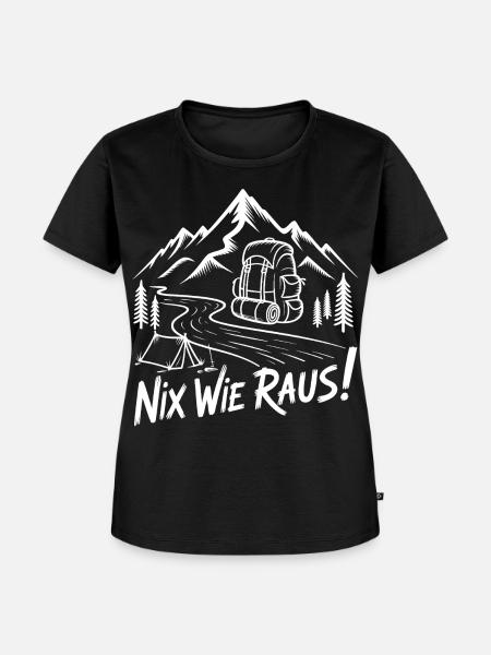 Nix wie raus Bergabenteuer - Frauen Premium Bio T-Shirt - Schwarz